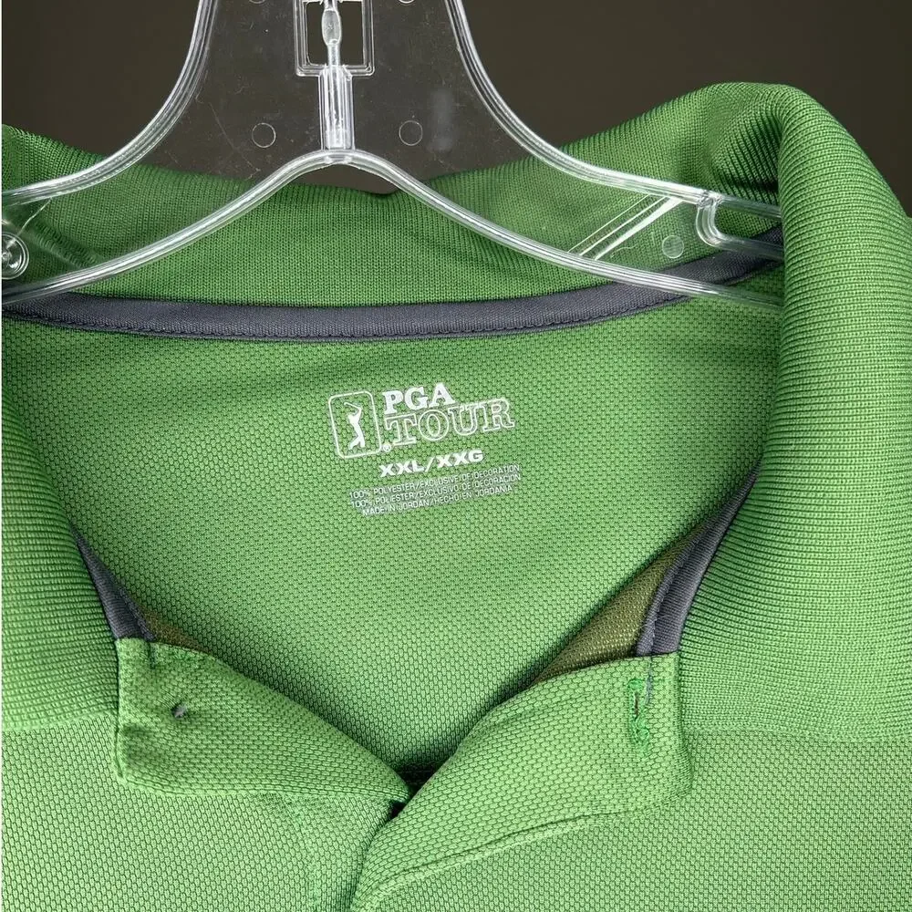 PGA Tour Men's Performance Golf Polo Shirt - Green/Black XXL